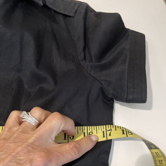 Charter Club Midi Shirt Dress Size 6 Black Button Down Pleated Stretch Classic - Picture 8 of 12